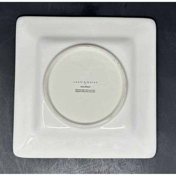 LAURIE GATES ANNA BLOOM BLACK Square Salad Luncheon Plate ~ Black Gray Flowers - Picture 4 of 9